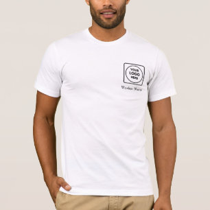 White Custom Staff Name Branded Company Logo T-Shirt