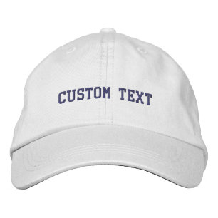 White Custom Text Embroidered Baseball Cap