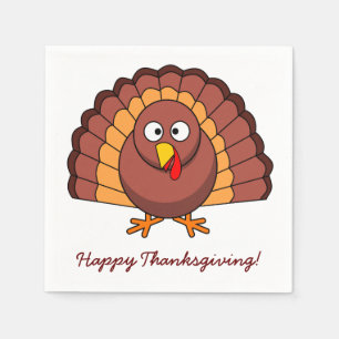 White Custom Thanksgiving Paper Napkins Turkey