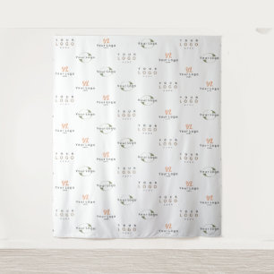 White Custom Three Logo Business Company Backdrop