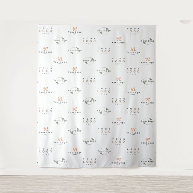 White Custom Three Logo Business Company Backdrop (Front)
