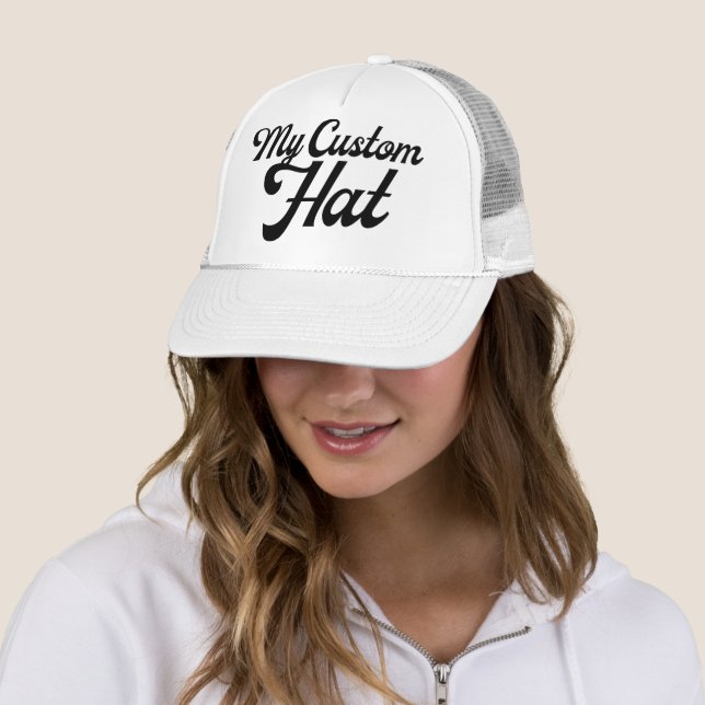 WHITE Custom Trucker Hat Mesh Back Cap Blank (In Situ)