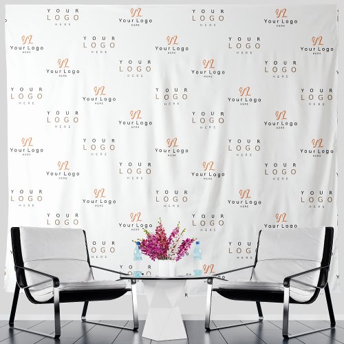 White Custom Two Logo Business Company H Backdrop