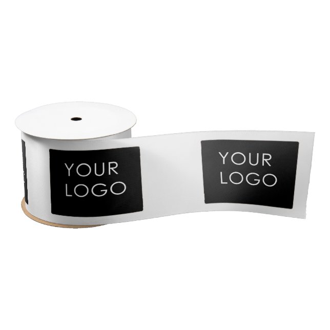 White Customizable Business Add Your Logo   Satin Ribbon (Spool)