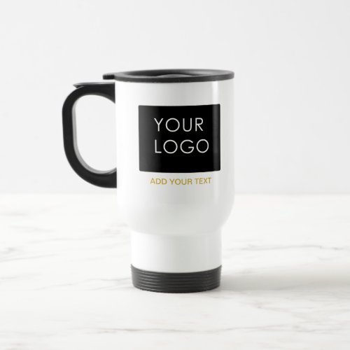 White Customizable Business Add Your Logo   Travel Mug