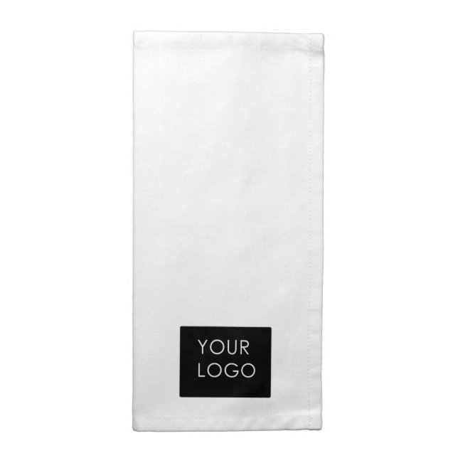 White Customizable Business Company Add Your Logo  Cloth Napkin (Half Fold)