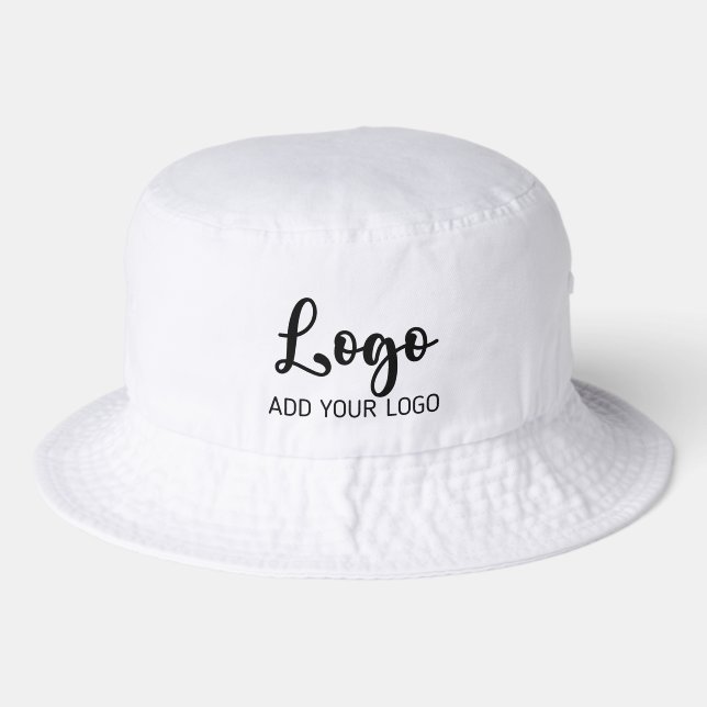White Customizable Business Logo Bucket Hat (Front)