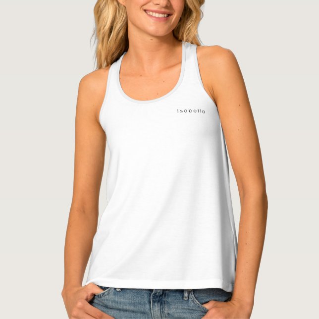 White Cut Personalized Name Custom Women Girly Tank Top (Front)