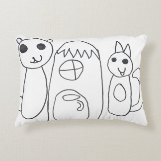 White Cute Animals Kids Birthday Accent Pillow