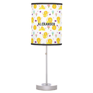White Cute Colorful Lion Pattern Kids Name Table Lamp