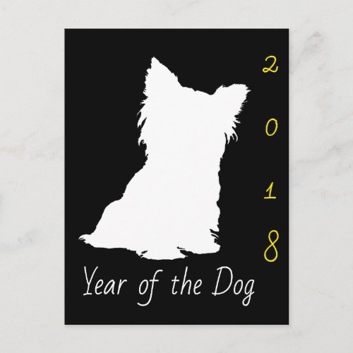 White Cute Dog Chinese Year Birthday Black PostC Holiday Postcard