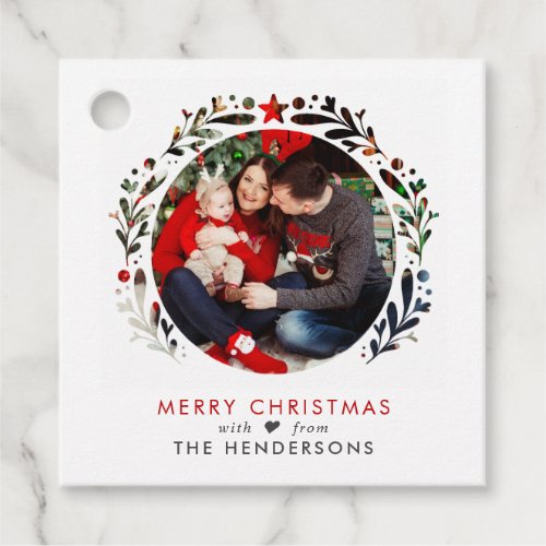 White Cutout Framed Photo Christmas Gift Tags