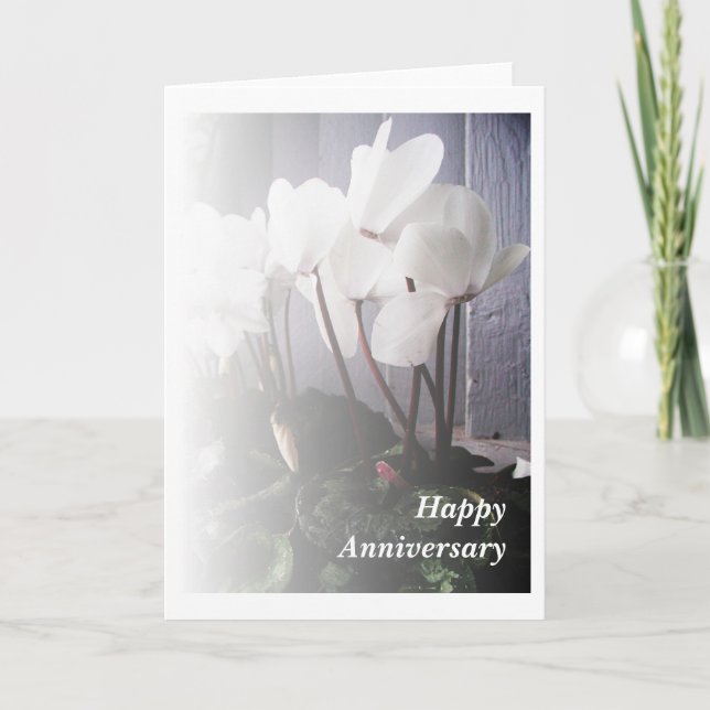 White Cyclamen Card (Front)