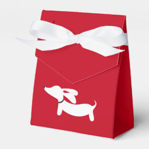 White Dachshund on Red   Love   Valentine's Day Favor Boxes