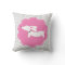 White Dachshund Pink Gray Chevrons Nursery Pillow