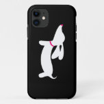 White Dachshund + Pink Nose On Black Iphone 11 Case at Zazzle