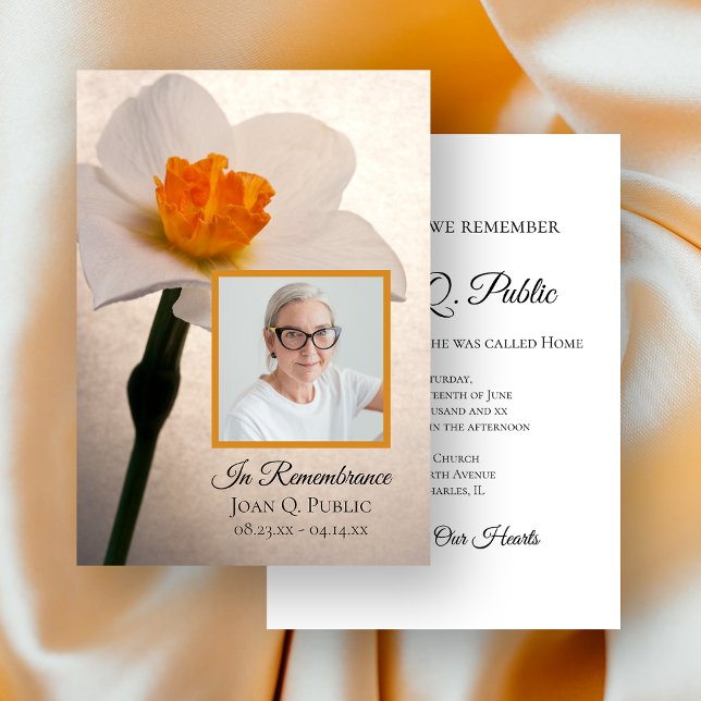 White Daffodil Flower Spring Death Anniversary Invitation (Creator Uploaded)