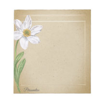 White Daffodil Flower Vintage Old Paper Personal