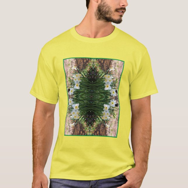  White Daffodil Flowers By Brook Abstract T-Shirt (Front)