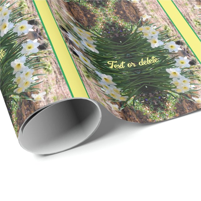  White Daffodil Flowers By Brook Personalized Wrapping Paper (Roll Corner)