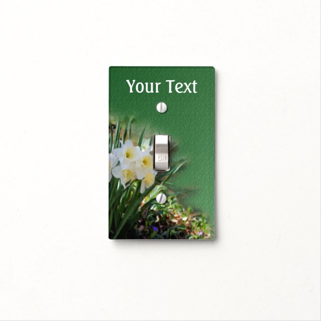 White Daffodil Flowers Light Switch Cover (In Situ)