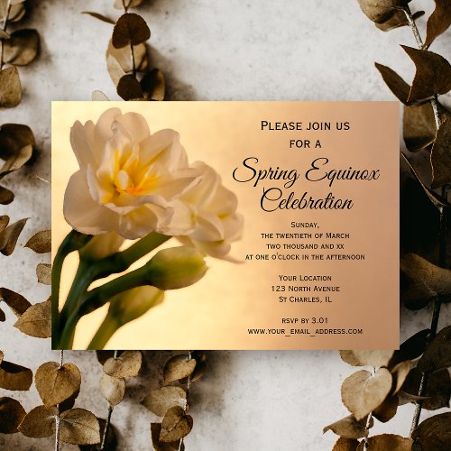 White Daffodil Flowers Spring Equinox Celebration Invitation