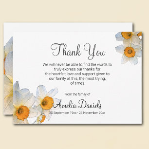 White Daffodil Funeral Thank You Card