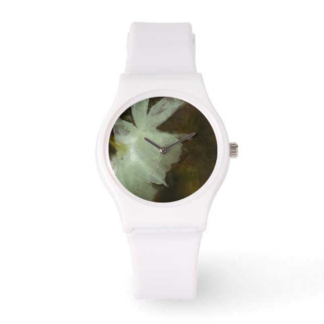 White Daffodil Impressionist Art Painting Watch (Front)