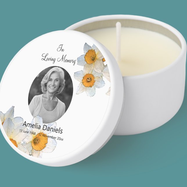 White Daffodil  In loving Memory Keepsake Mini Candle Favors (Creator Uploaded)