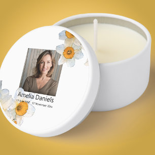 White Daffodil  In loving Memory Keepsake Mini Candle Favors