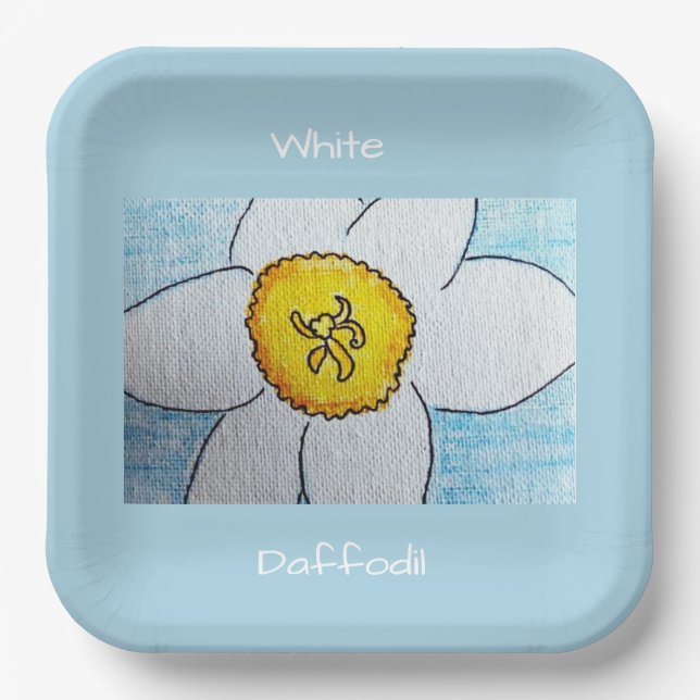 White Daffodil Paper Plates (Front)