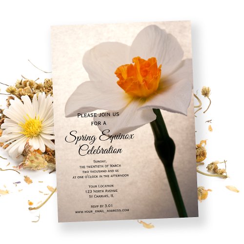 White Daffodil Spring Equinox Celebration Invitation