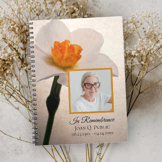 White Daffodil Spring Funeral Memorial Guest Book