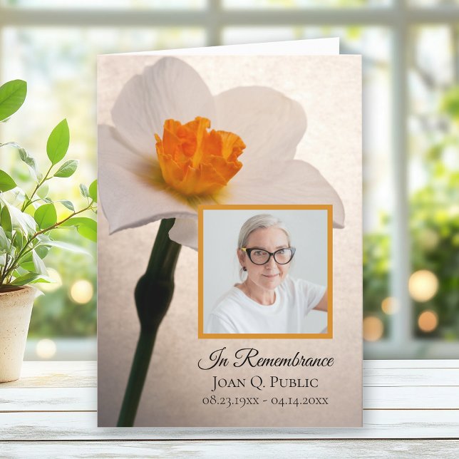 White Daffodil Spring Funeral Service Folded Program (Creator Uploaded)