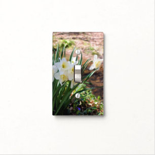 White Daffodils By Brook Oil Painting Light Switch Cover