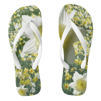 White Daffodils Flip Flops