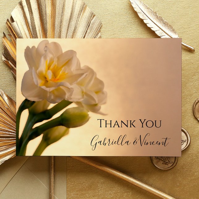 White Daffodils Spring Wedding Flat Thank You Note (Creator Uploaded)