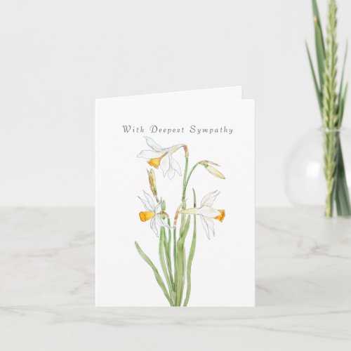 white daffodils Thinking Of You Sympathy Card