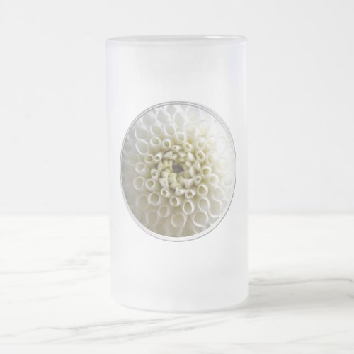 White Dahlia Close_up Frosted Glass Beer Mug