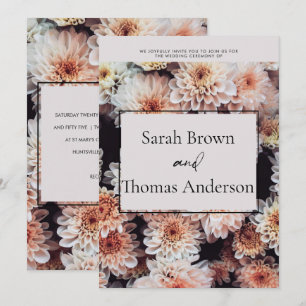 WHITE DAHLIA FLORAL ELEGANT WEDDING INVITATION