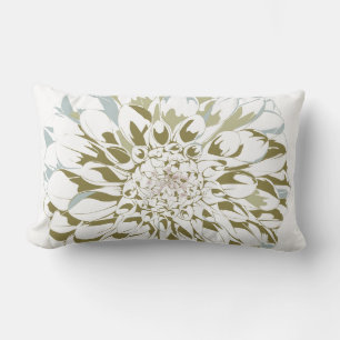 White Dahlia Flower Design Lumbar Pillow