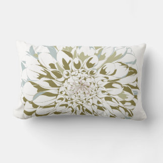 White Dahlia Flower Design Lumbar Pillow