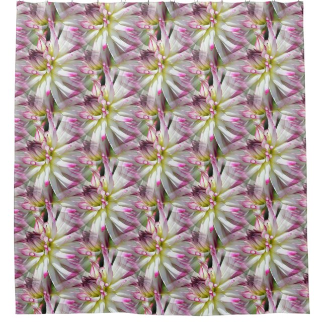 White Dahlia Flower Pattern Nature  Shower Curtain (Front)