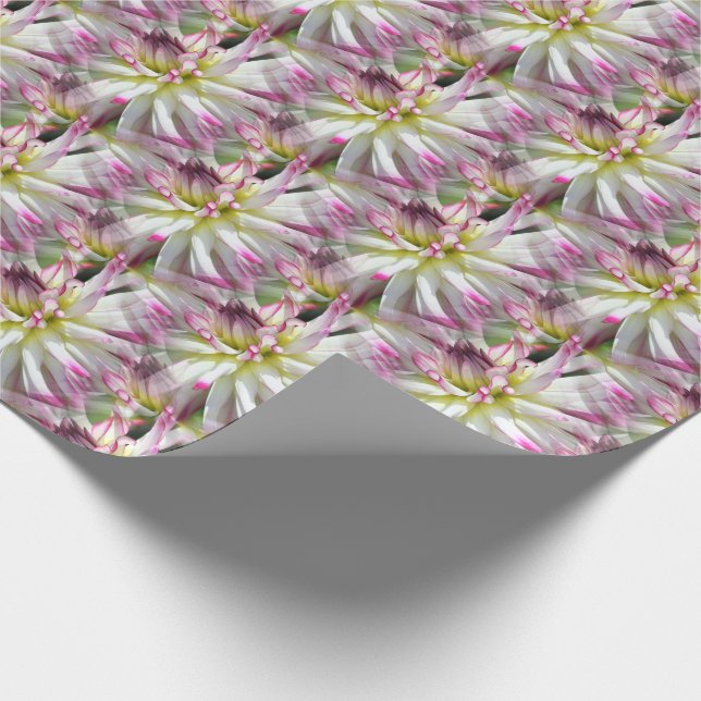 White Dahlia Flower Pattern Nature    Wrapping Paper (Corner)