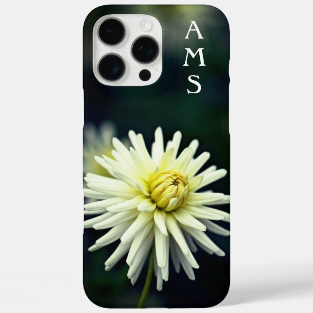 White Dahlia Flower Personal Initials Case-Mate Sa Case-Mate iPhone Case (Back)