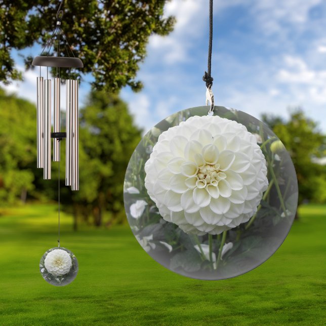 White Dahlia Wind Chime (Outdoor)