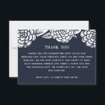 White dahlias. Modern navy blue floral wedding Thank You Card<br><div class="desc">Modern floral wedding thank you card. The background is navy blue but you can change color. Please contact me if you need additional items.</div>