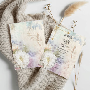 White Dahlias With Pastel Purple Accents Invitation