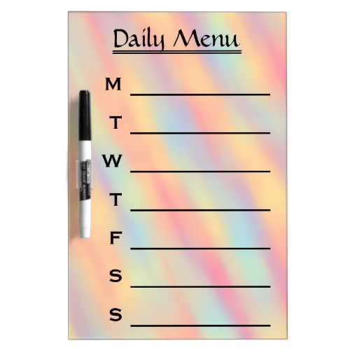 White Daily Menu Weekly Menu Dry Erase Board