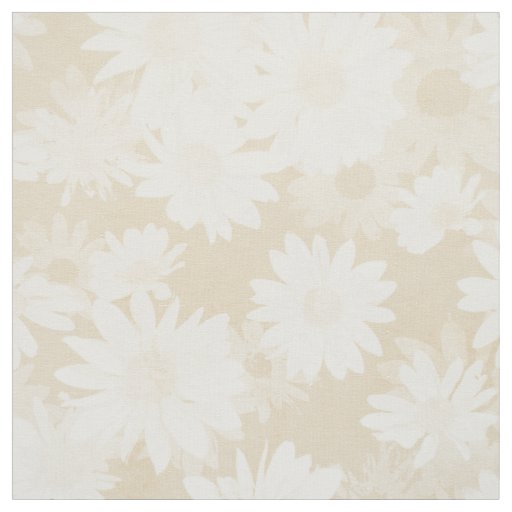 White Daises on Beige Fabric